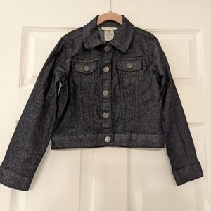 Silver Dark Blue Navy Jeans Denim Girls Jacket, Size 6 X